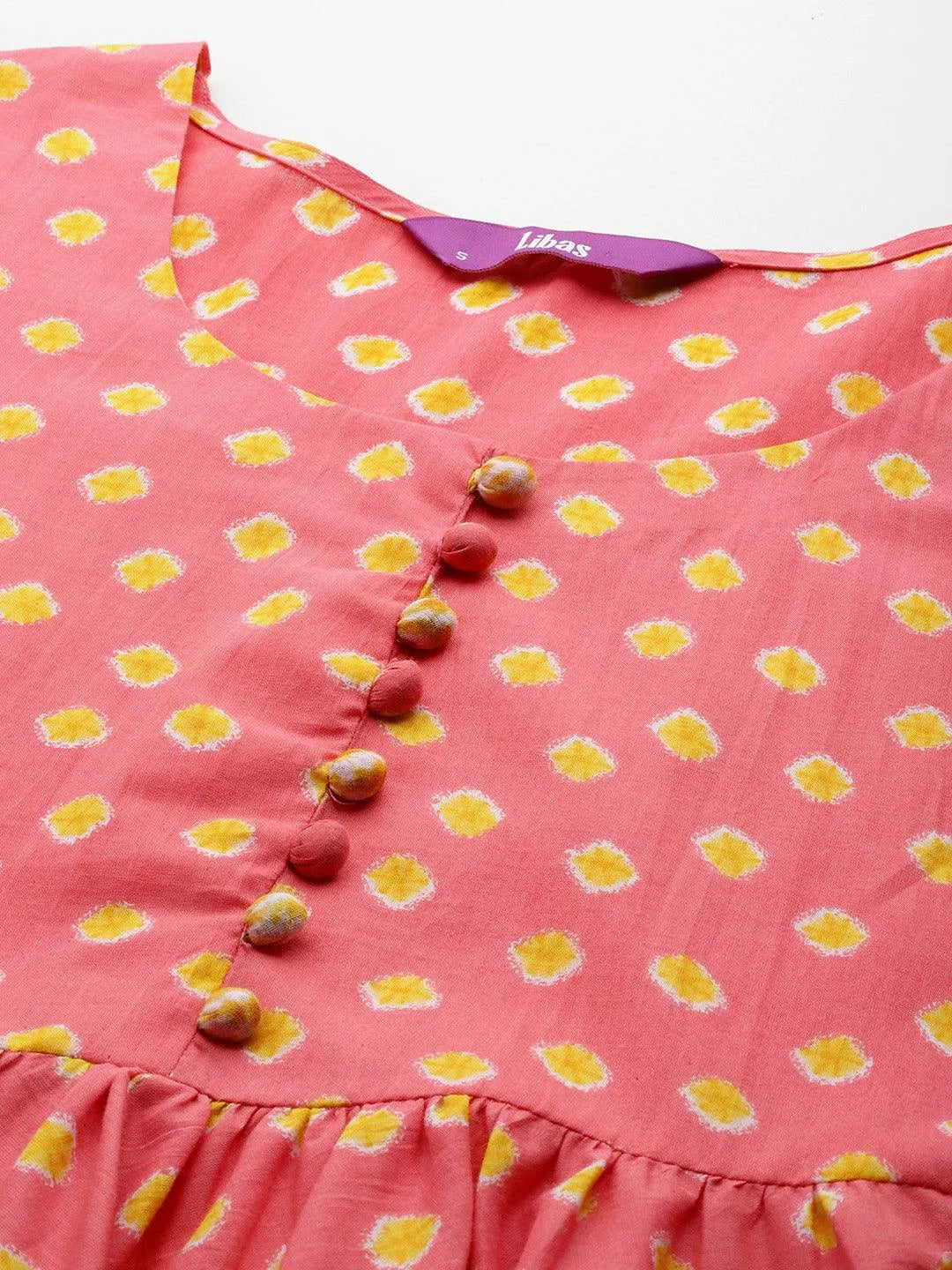 Libas Coral Printed Cotton A-Line Kurta With Palazzos & Dupatta