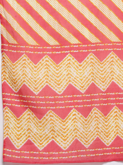 Libas Coral Printed Cotton A-Line Kurta With Palazzos & Dupatta