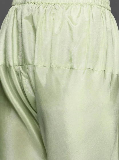 Libas Green Embroidered Georgette Anarkali Kurta With Churidar & Dupatta