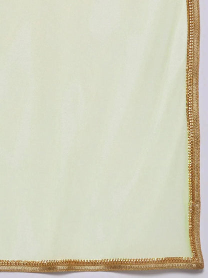 Libas Green Embroidered Georgette Anarkali Kurta With Churidar & Dupatta