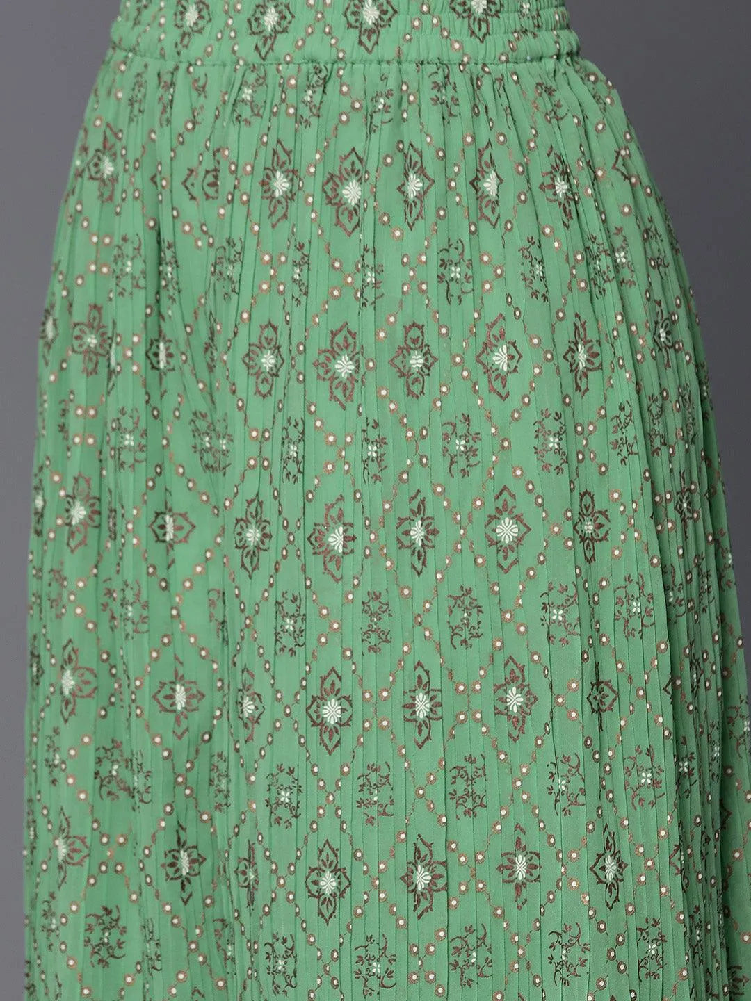 Libas Green Embroidered Georgette Straight Suit With Dupatta