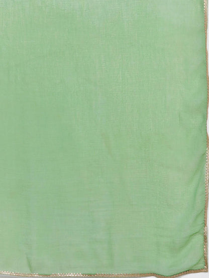 Libas Green Embroidered Georgette Straight Suit With Dupatta