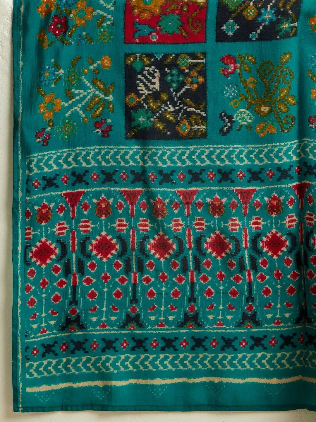 Libas Green Yoke Design Silk Blend Straight Suit With Dupatta