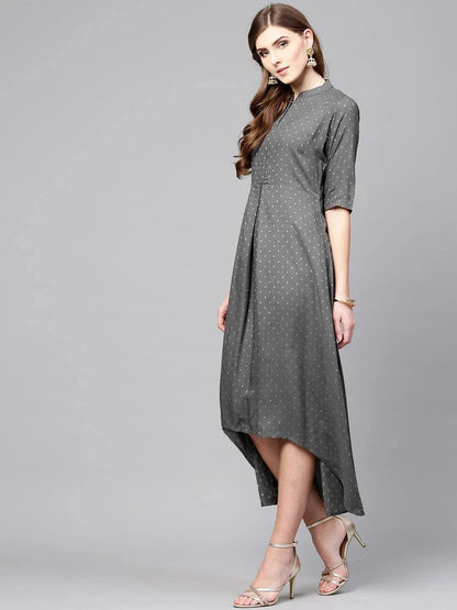 Libas Grey Printed Rayon Dress