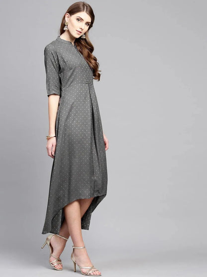 Libas Grey Printed Rayon Dress