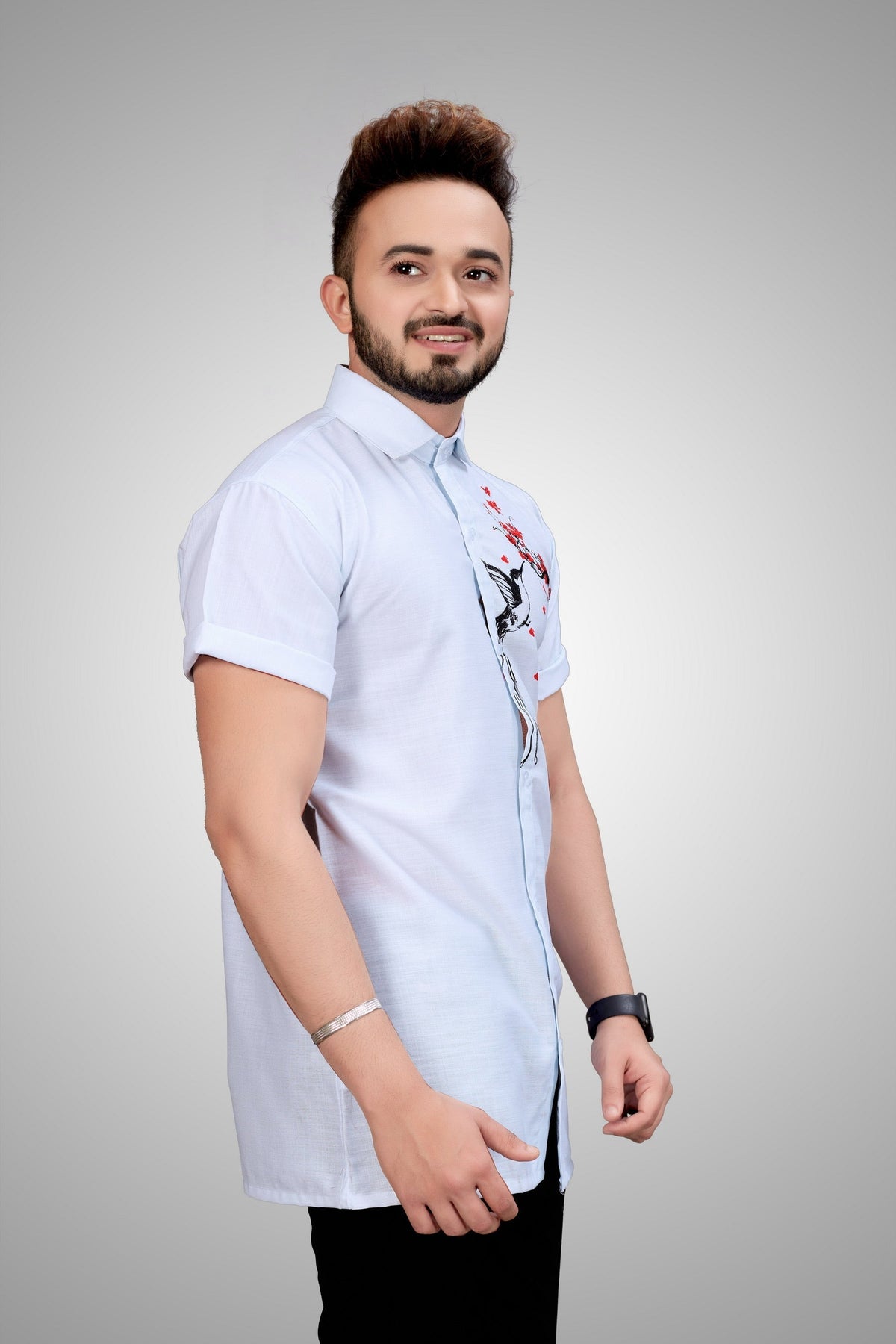 White Sober Bird Print Shirt