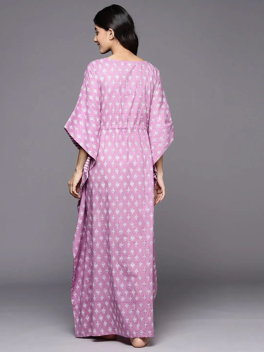 Libas Lavender Printed Cotton Nightdress