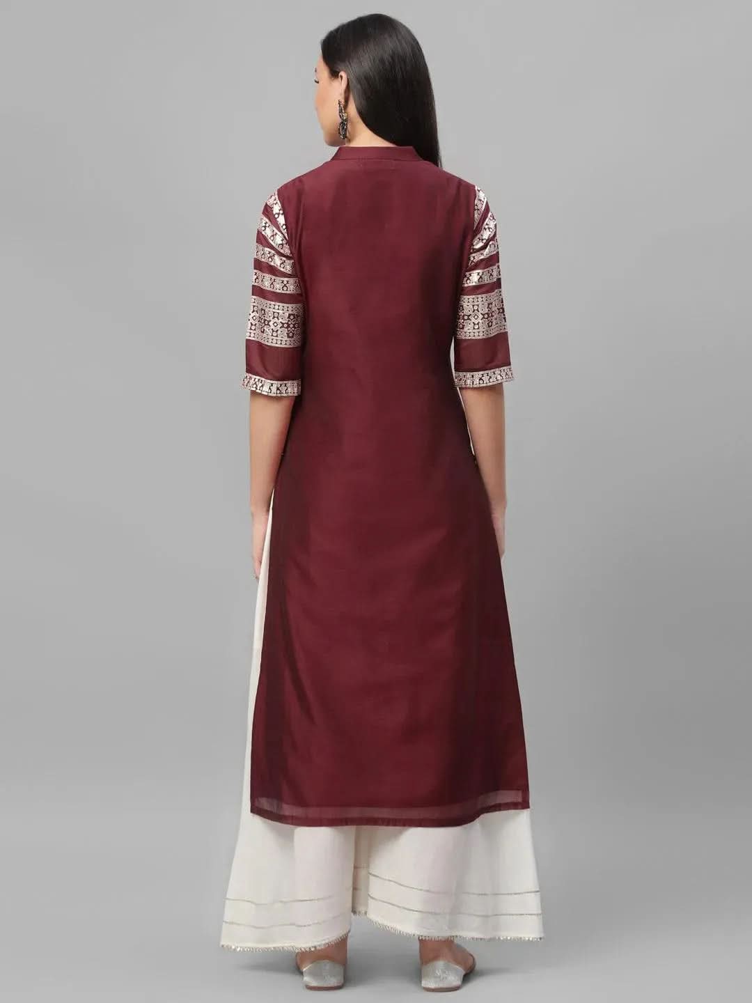 Libas Maroon Printed Shantoon Kurta