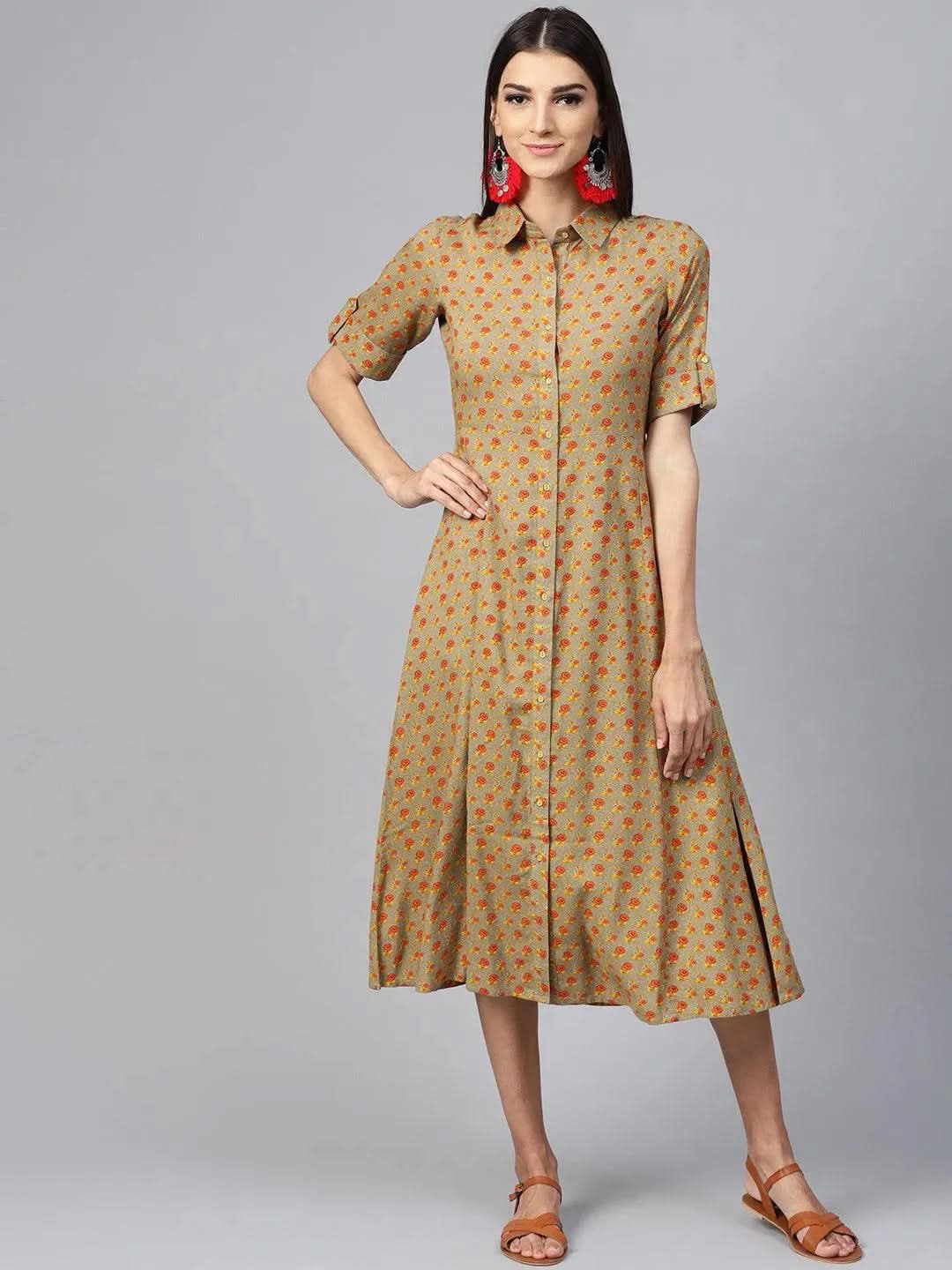 Libas Multicoloured Printed Rayon Dress