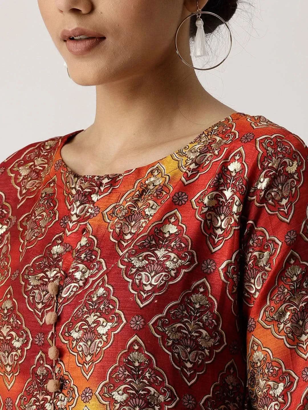 Libas Multicoloured Self Design Chanderi Kurta