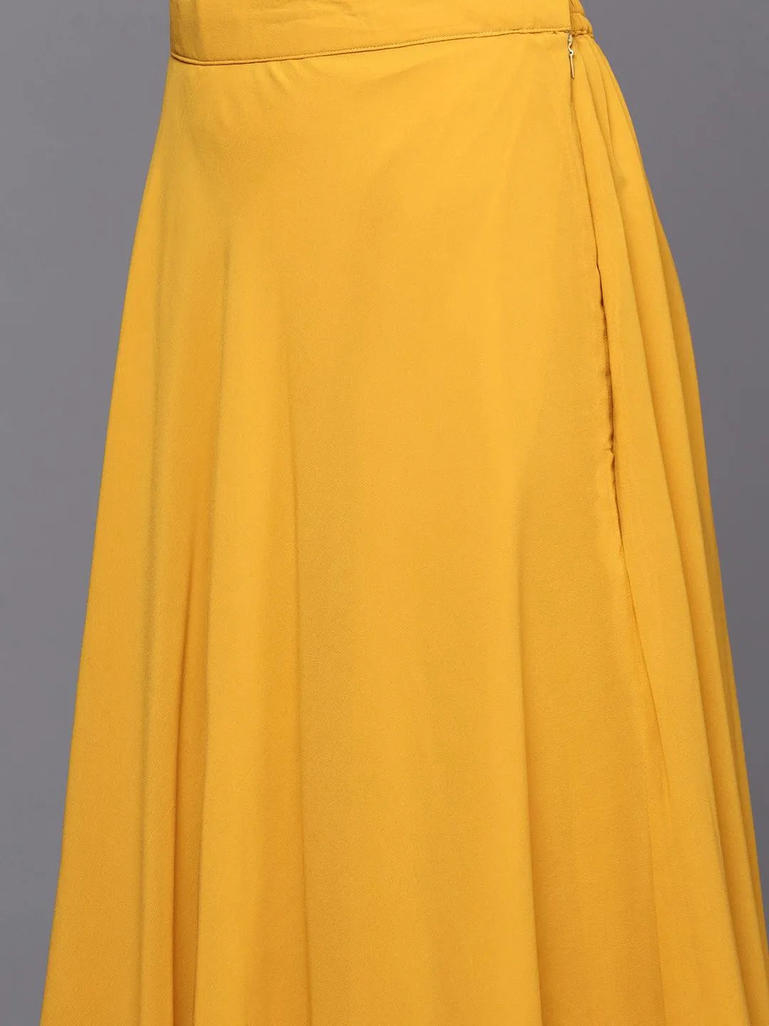 Libas Mustard Embroidered Georgette Lehenga