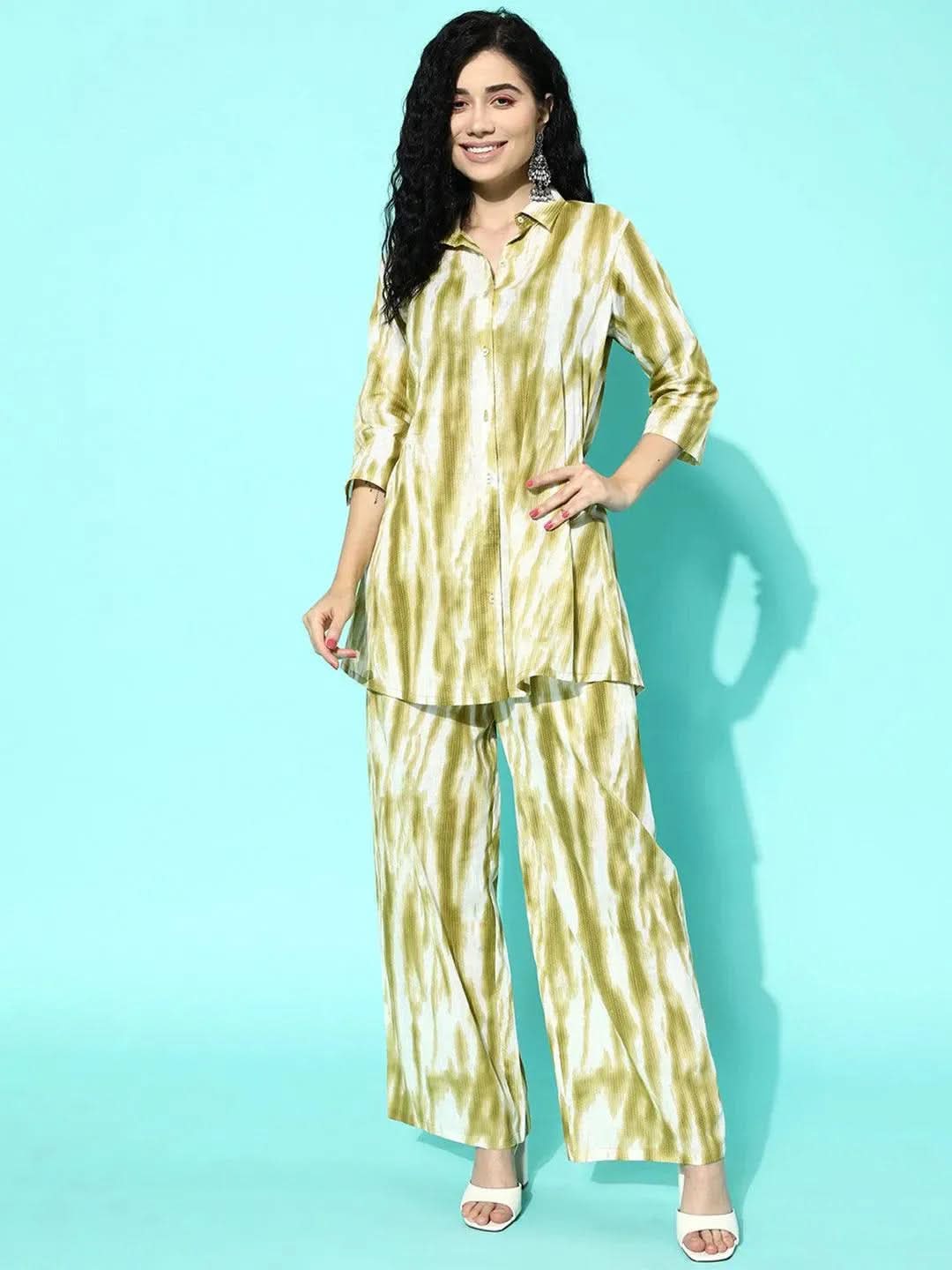 Libas Olive Printed Cotton Night Suit