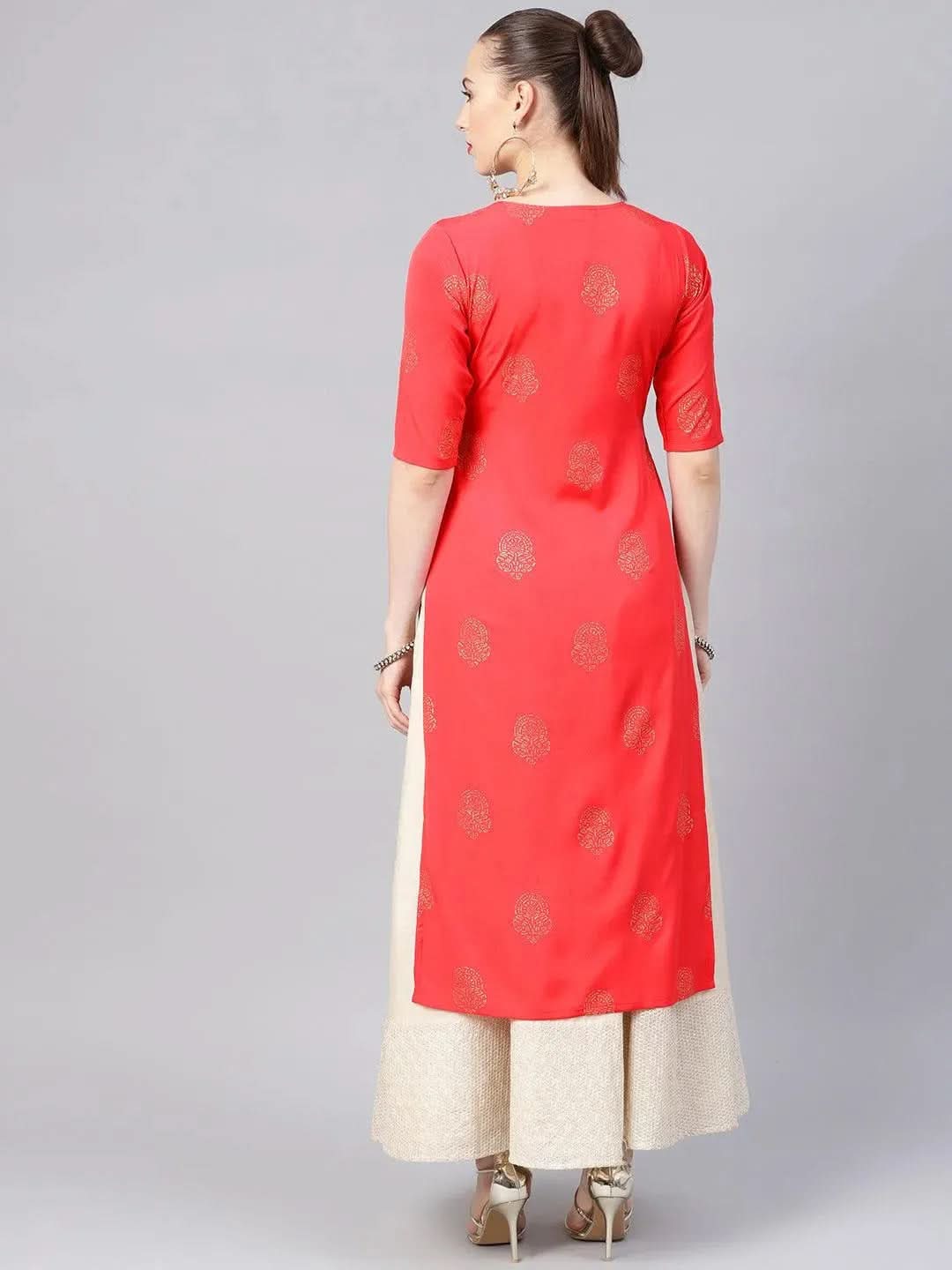 Libas Pink Printed Crepe Kurta