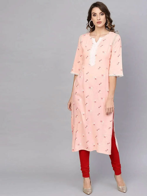 Libas Pink Printed Rayon Kurta